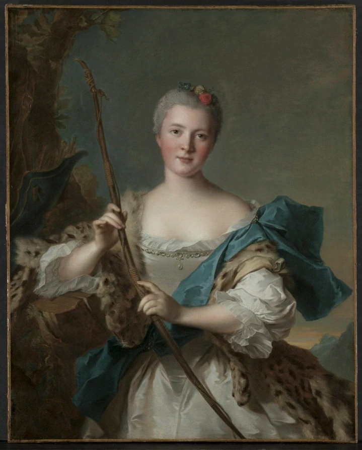 Portrait d'une femme en Diane — Jean-Marc Nattier (1752) — oil on canvas, Cleveland Museum of Art