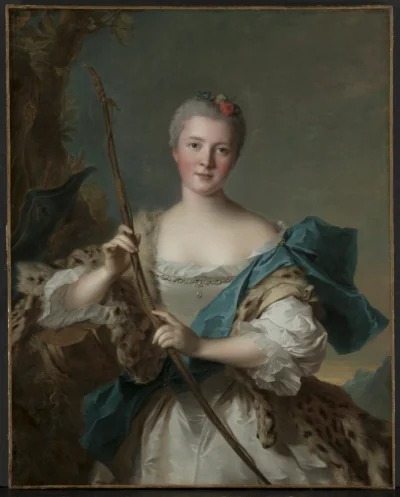 Portrait d'une femme en Diane — Jean-Marc Nattier (1752) — oil on canvas, Cleveland Museum of Art