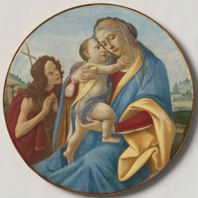 Vierge à l'Enfant avec le jeune saint Jean-Baptiste — Sandro Botticelli (1485) — tempera and oil on wood, Cleveland Museum of Art