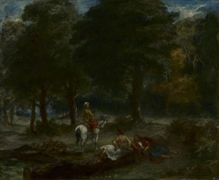 Cavaliers grecs se reposant en forêt — Eugène Delacroix (1858) — oil on fabric, Cleveland Museum of Art