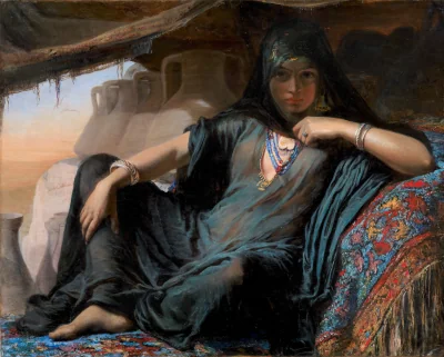 En ægyptisk pottesælgerske ved Gizeh — Elisabeth Jerichau Baumann (1876) — Olie på lærred, Statens Museum for Kunst