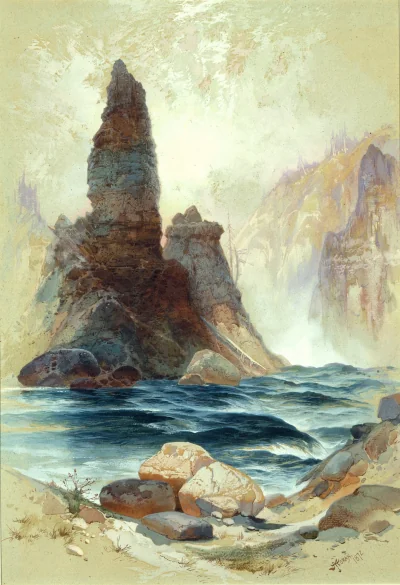 Au-dessus des chutes de Tower, Yellowstone — Moran, Thomas (1870) — Paintings, Wyoming