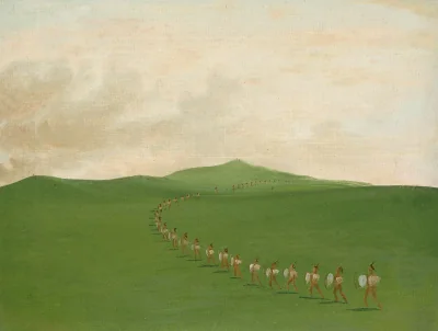 Parti de guerre à pied en marche, Haut Missouri — Catlin, George (1830) — Paintings, Smithsonian