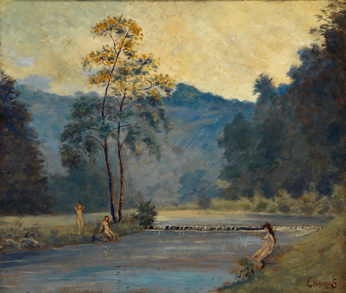 Three Girls and River — Eilshemius, Louis M (1900) — Paintings, Smithsonian